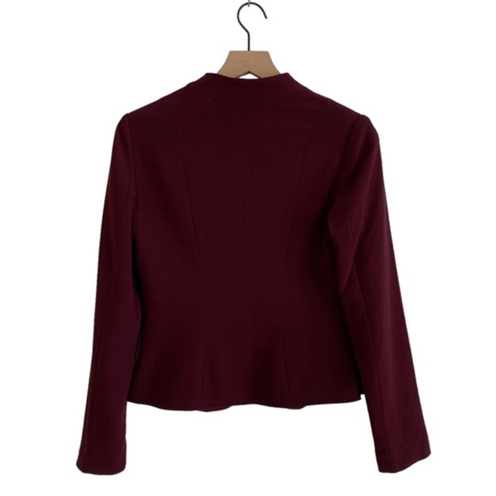 Mario Serrani Italy Burgundy Cropped Peplum Blazer - Picture 2 of 10